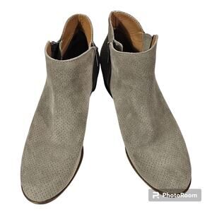 Lucky Brand Bayley2 Beige Perforated Suede Leather Booties Women's Size 9.5 M